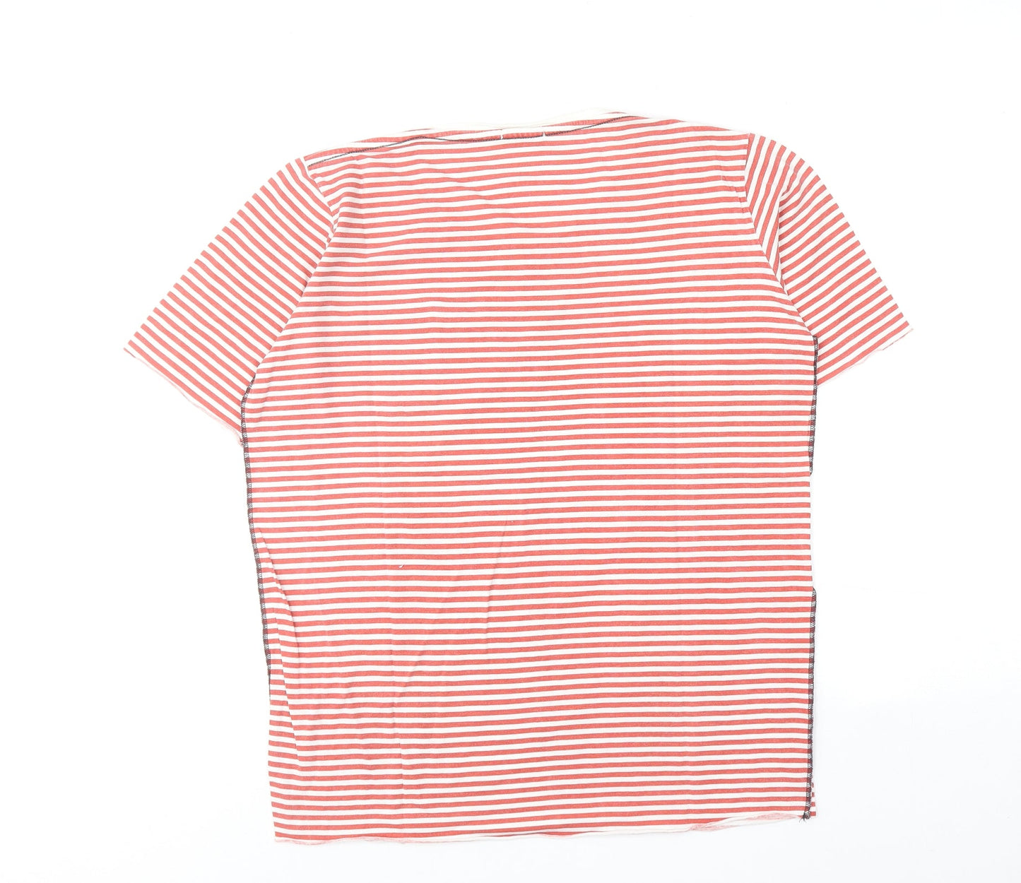 Gabbiano Womens Red Striped Cotton Basic T-Shirt Size S Round Neck