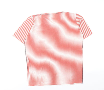 Gabbiano Womens Red Striped Cotton Basic T-Shirt Size S Round Neck