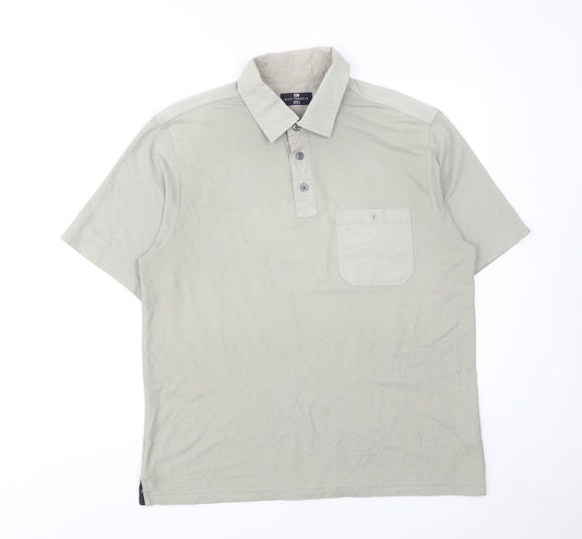 Marks and Spencer Mens Grey Cotton Polo Size M Collared Button