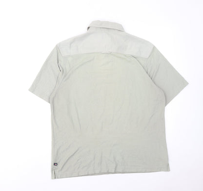 Marks and Spencer Mens Grey Cotton Polo Size M Collared Button