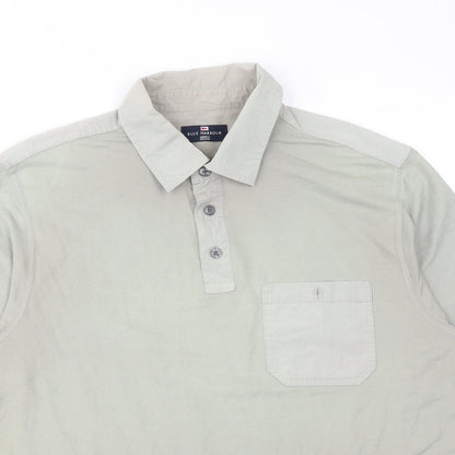 Marks and Spencer Mens Grey Cotton Polo Size M Collared Button