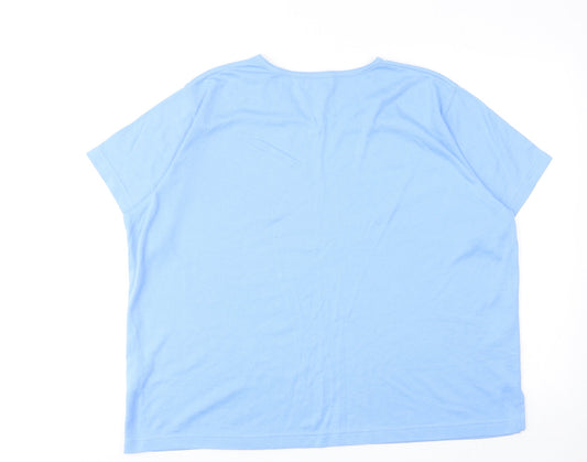 Bonmarché Womens Blue Polyester Basic T-Shirt Size XL V-Neck