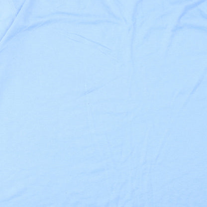 Bonmarché Womens Blue Polyester Basic T-Shirt Size XL V-Neck