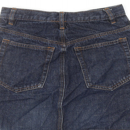 ASOS Womens Blue Cotton A-Line Skirt Size 8 Button