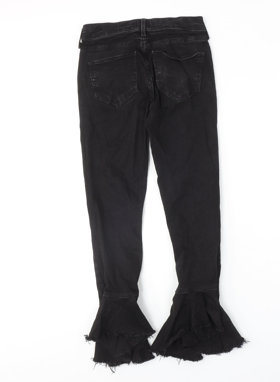 River Island Womens Black Cotton Flared Jeans Size 8 Regular Zip