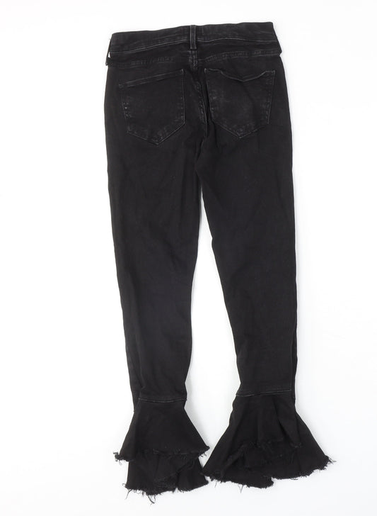 River Island Womens Black Cotton Flared Jeans Size 8 Regular Zip