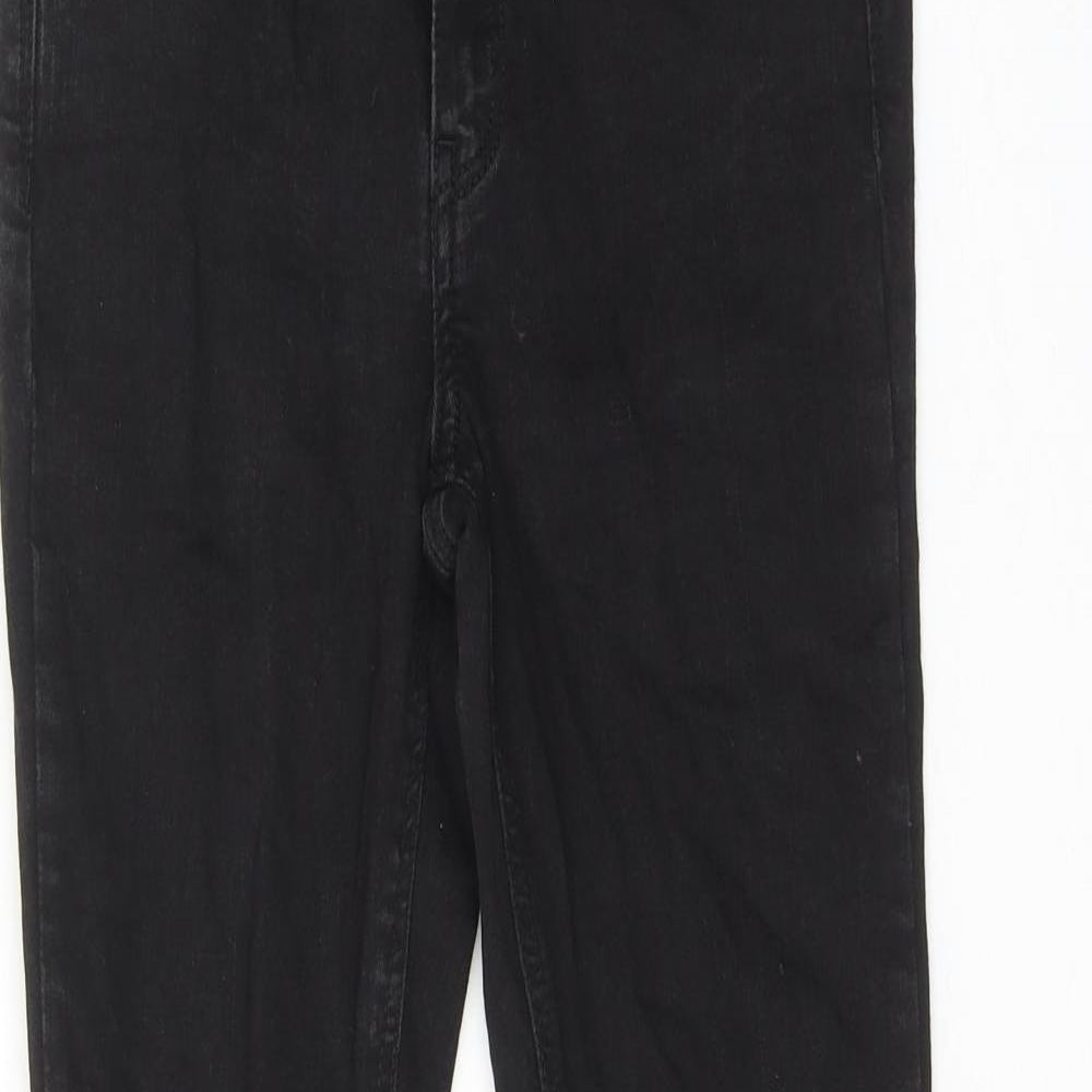 River Island Womens Black Cotton Flared Jeans Size 8 Regular Zip