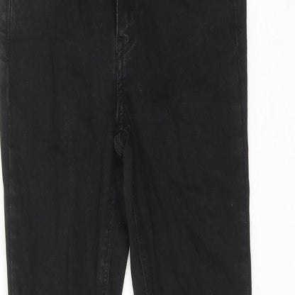 River Island Womens Black Cotton Flared Jeans Size 8 Regular Zip
