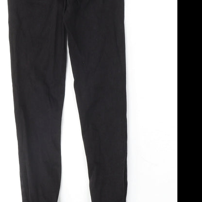 River Island Womens Black Cotton Flared Jeans Size 8 Regular Zip