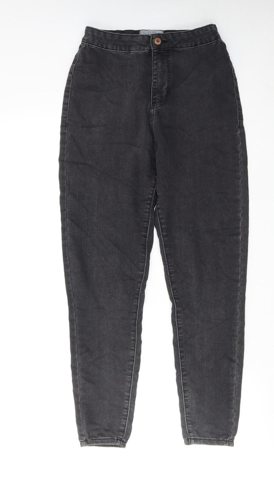 New Look Womens Grey Cotton Tapered Jeans Size 10 Regular Zip