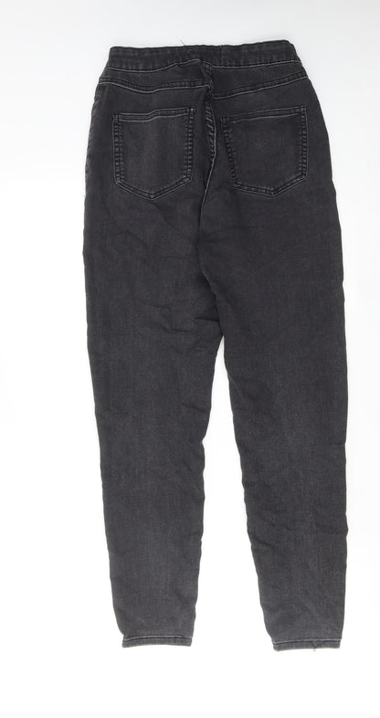 New Look Womens Grey Cotton Tapered Jeans Size 10 Regular Zip