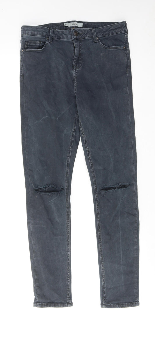 Topshop Womens Blue Cotton Skinny Jeans Size 30 in L32 in Regular Zip