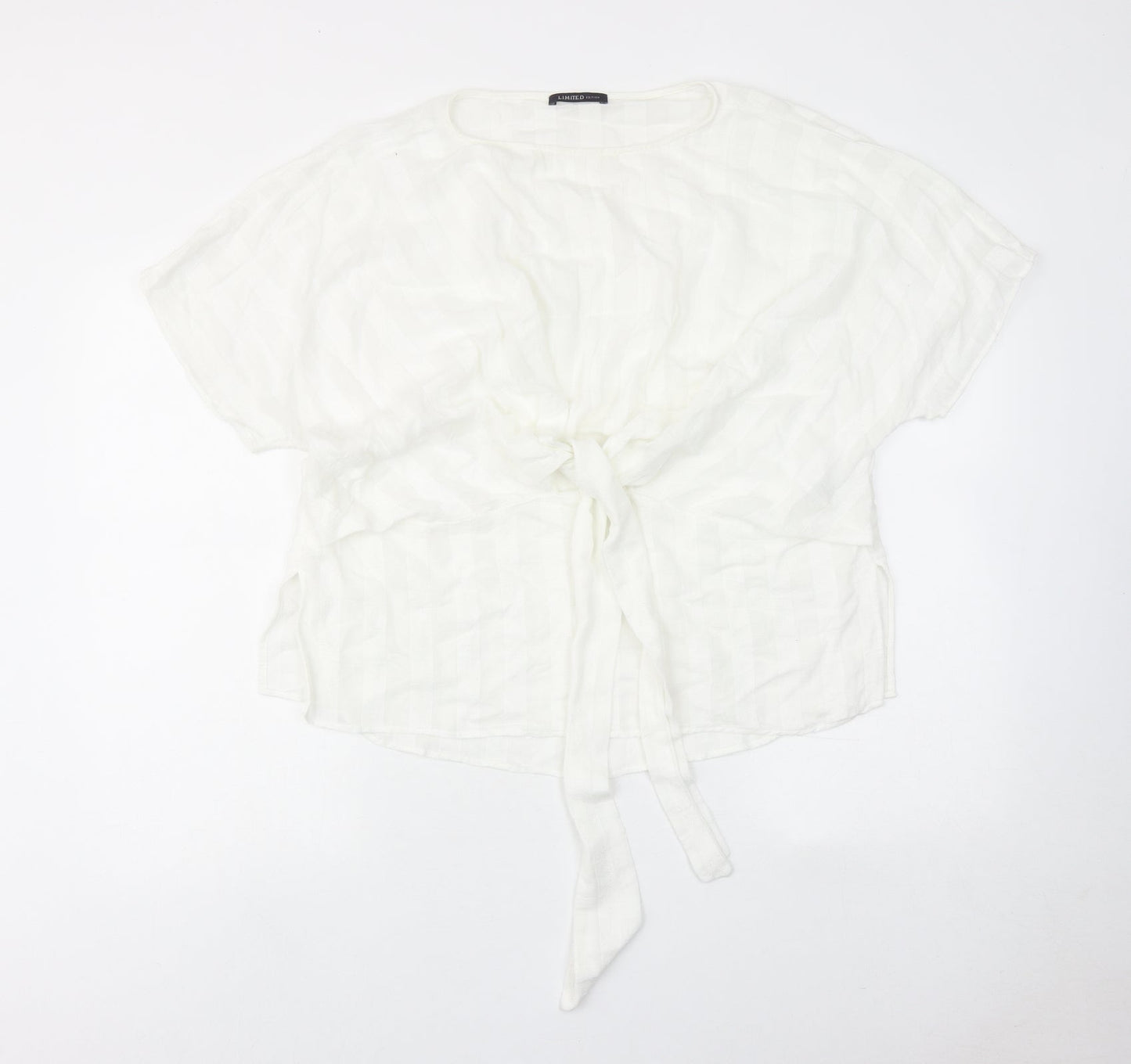 Limited Edition Womens White Viscose Basic Blouse Size 12 Round Neck