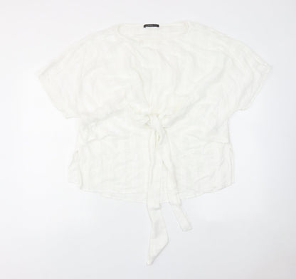 Limited Edition Womens White Viscose Basic Blouse Size 12 Round Neck