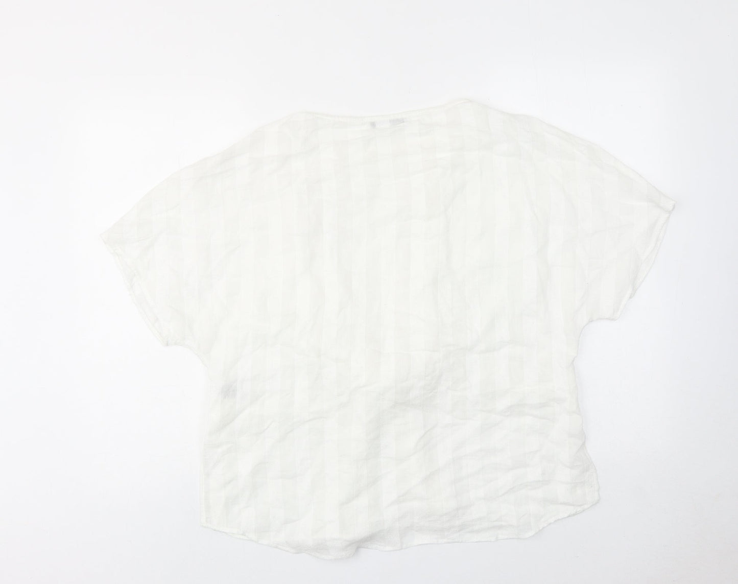 Limited Edition Womens White Viscose Basic Blouse Size 12 Round Neck