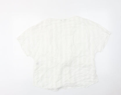Limited Edition Womens White Viscose Basic Blouse Size 12 Round Neck