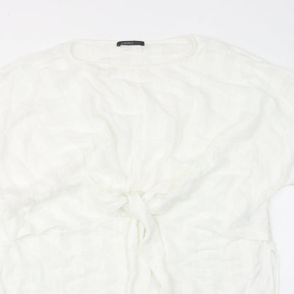 Limited Edition Womens White Viscose Basic Blouse Size 12 Round Neck