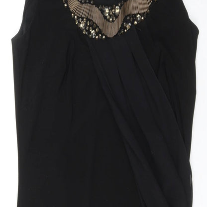 Wallis Womens Black Polyester A-Line Size 10 Round Neck Pullover