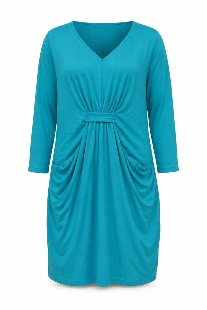 Marks and Spencer Womens Blue Viscose A-Line Size 12 V-Neck Pullover