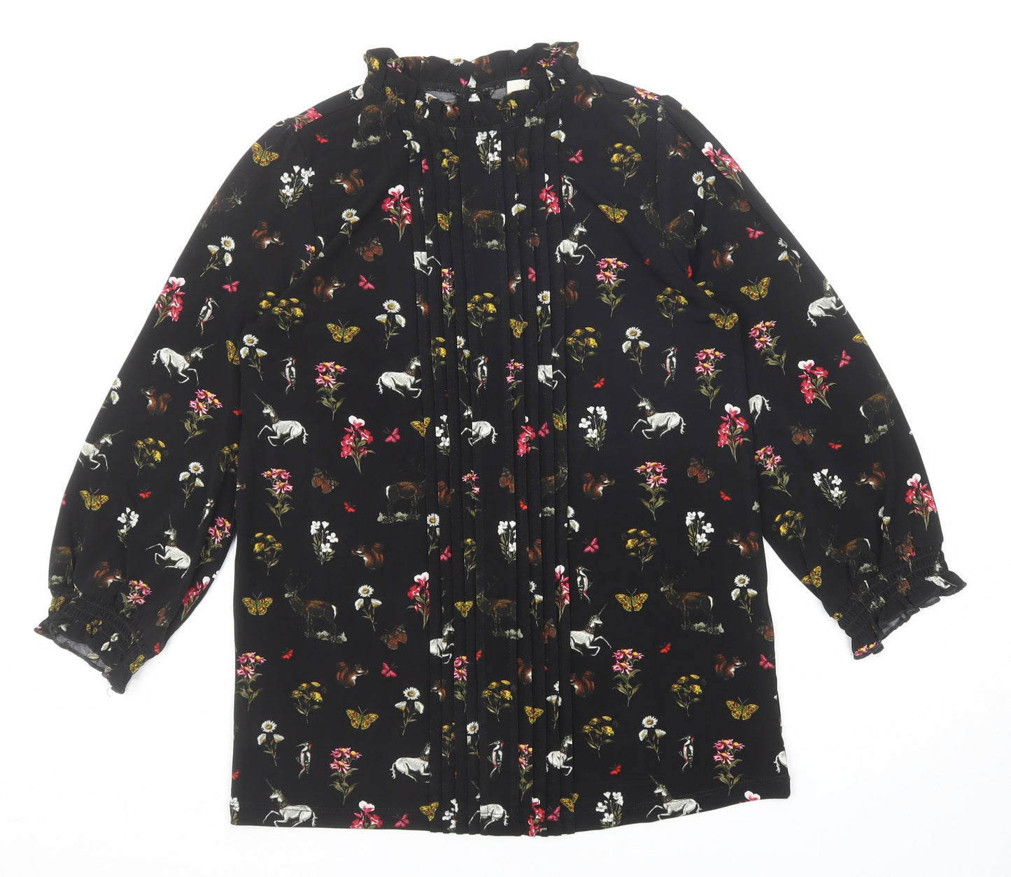 Womens UK Size XS Oasis Black Basic Blouse