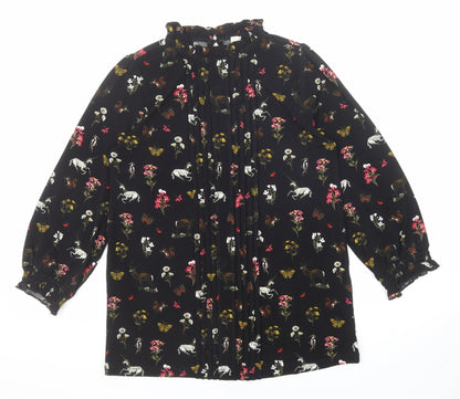 Womens UK Size XS Oasis Black Basic Blouse