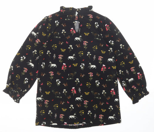 Womens UK Size XS Oasis Black Basic Blouse