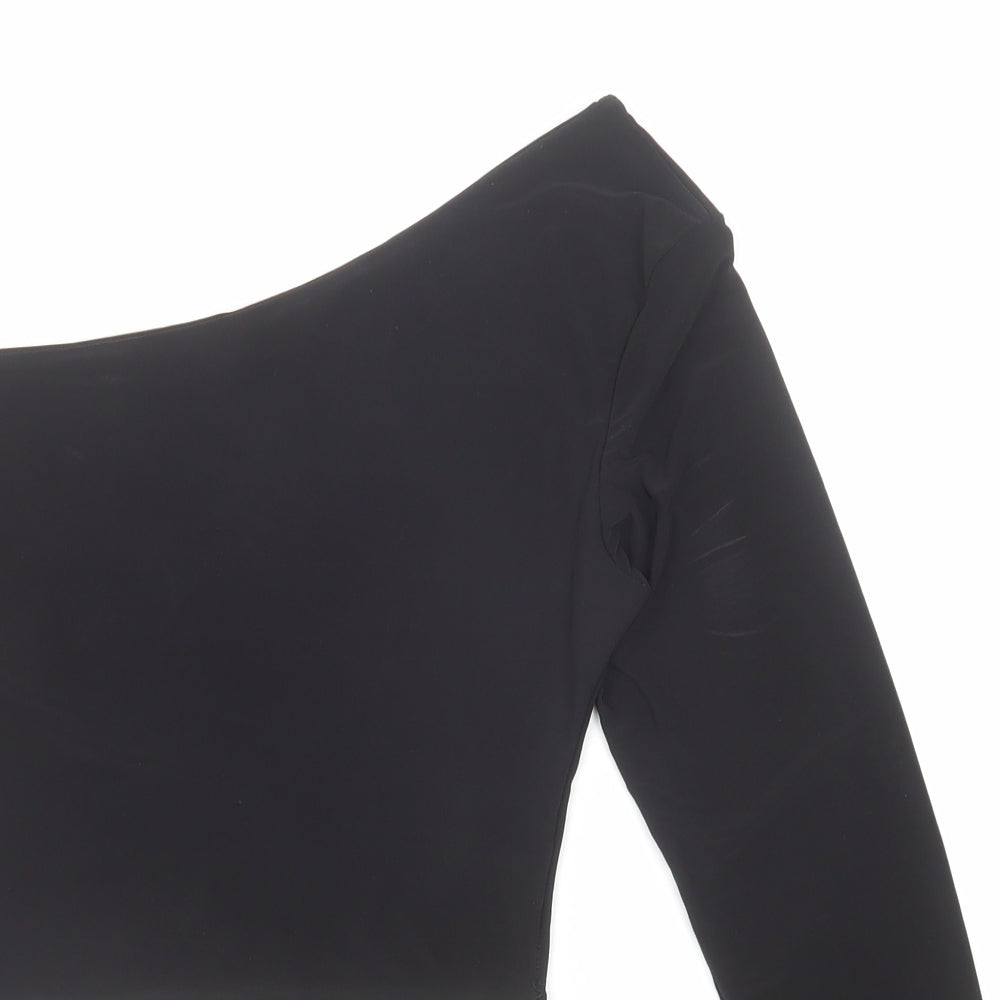 Womens UK Size 14 PRETTYLITTLETHING Black Basic Blouse