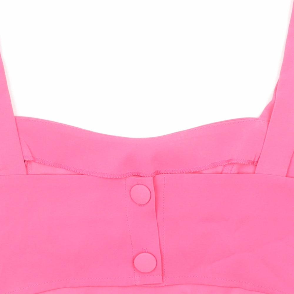 Womens UK Size 10 Reclaimed Vintage Pink Cropped Tank