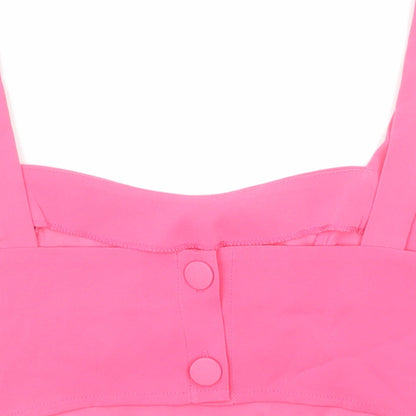 Womens UK Size 10 Reclaimed Vintage Pink Cropped Tank