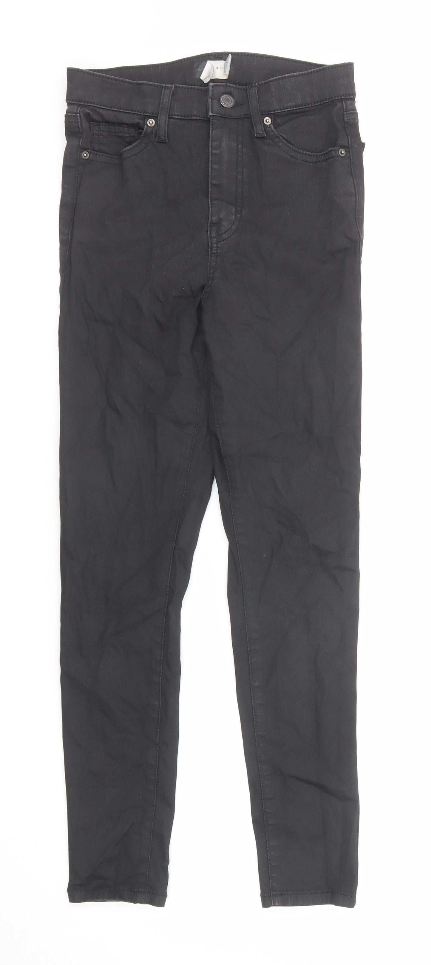 Topshop Womens Black Cotton Skinny Jeans Size 26 in L30 in Regular Zip