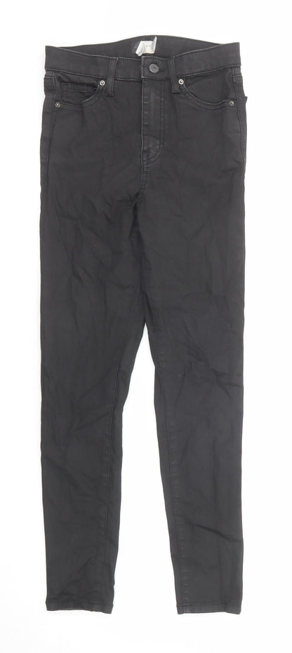 Topshop Womens Black Cotton Skinny Jeans Size 26 in L30 in Regular Zip