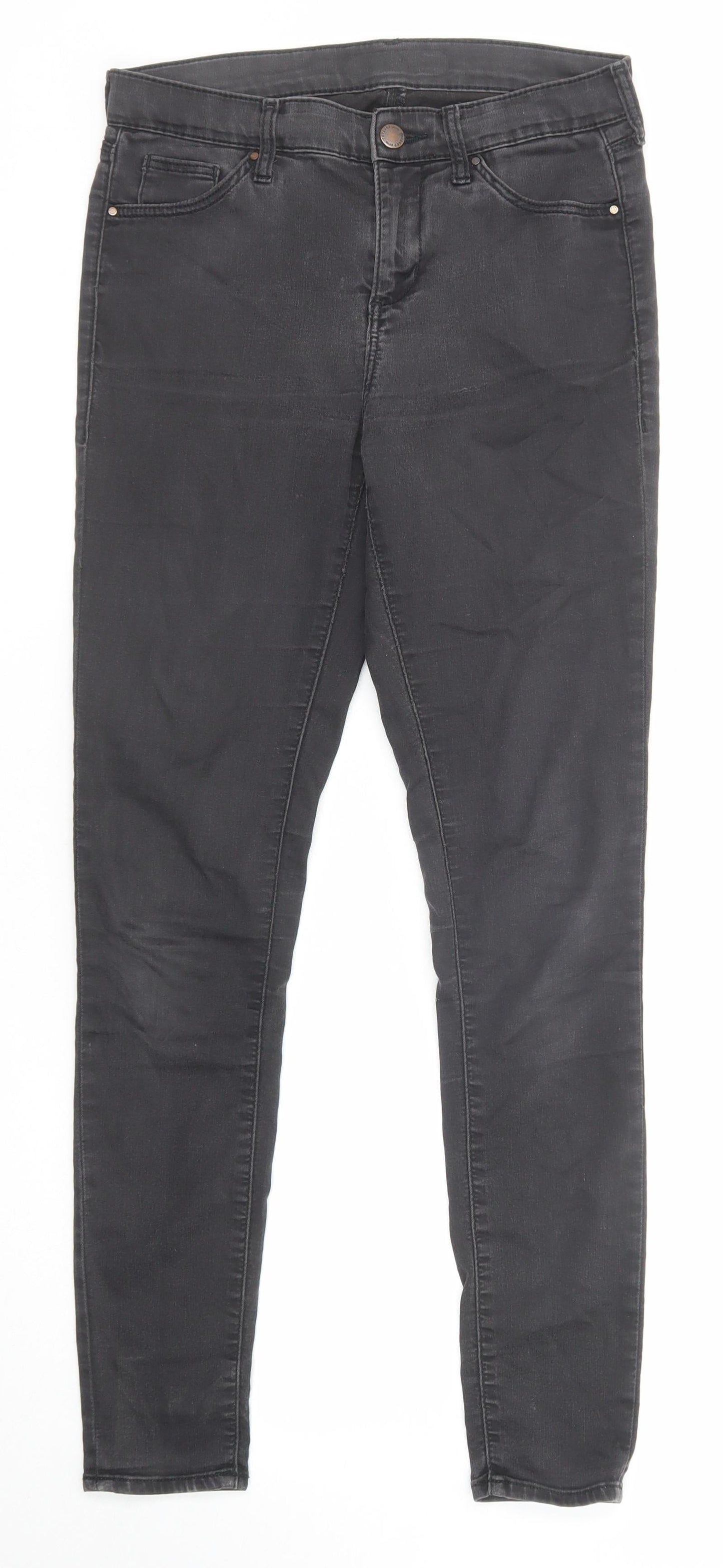 Topshop Womens Grey Cotton Skinny Jeans Size 28 L32 in Regular Zip