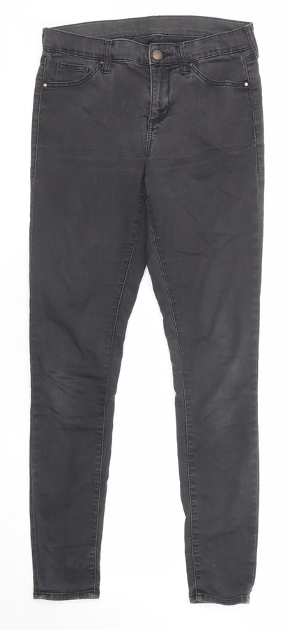 Topshop Womens Grey Cotton Skinny Jeans Size 28 L32 in Regular Zip