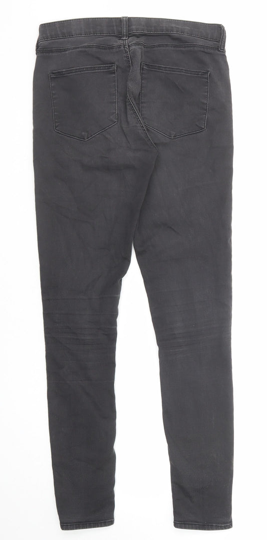 Topshop Womens Grey Cotton Skinny Jeans Size 28 L32 in Regular Zip