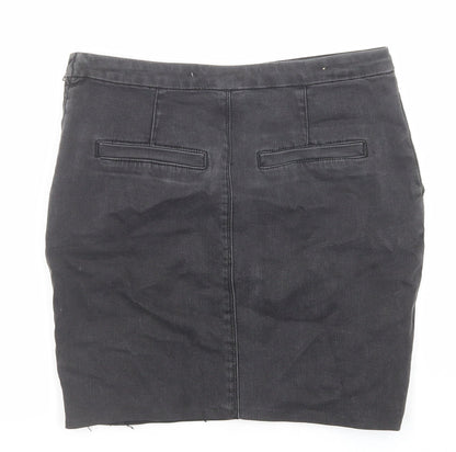 Country Road Womens Black Cotton A-Line Skirt Size 4 Zip