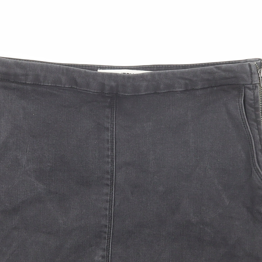 Country Road Womens Black Cotton A-Line Skirt Size 4 Zip