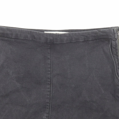 Country Road Womens Black Cotton A-Line Skirt Size 4 Zip
