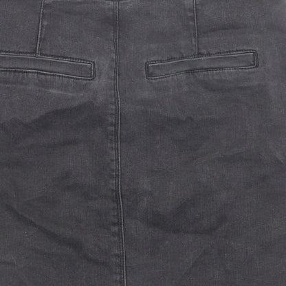 Country Road Womens Black Cotton A-Line Skirt Size 4 Zip