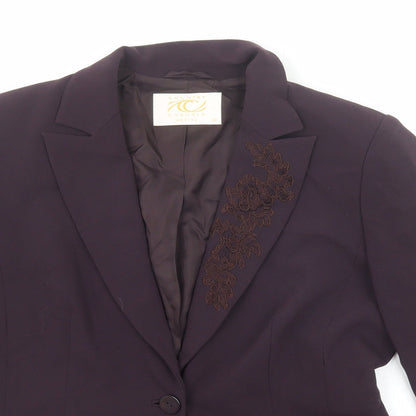 Country Casuals Womens Purple Jacket Blazer Size 12 Button - Lace Embroidery