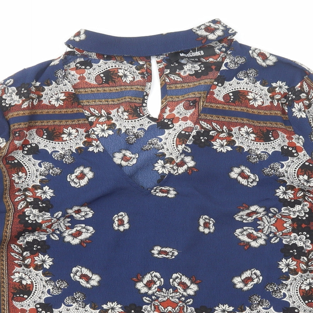 Womens UK Size 12 Missguided Blue Basic Blouse
