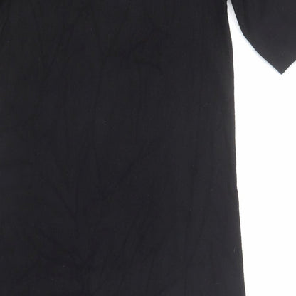 M&Co Womens Black Colourblock Viscose A-Line Size 12 Round Neck Zip