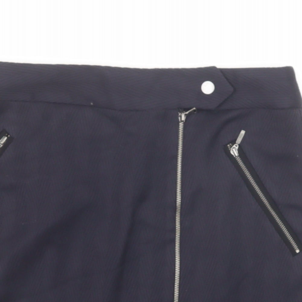 NEXT Womens Blue Polyester A-Line Skirt Size 8 Zip