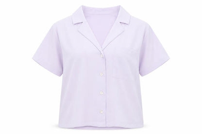 Forever 21 Womens Purple Polyester Basic Button-Up Size S Collared