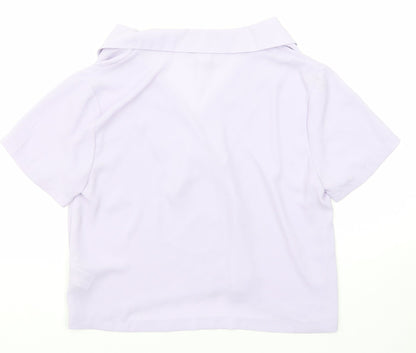 FOREVER 21 Womens Purple Polyester Basic Button-Up Size S Collared