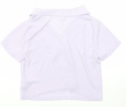 FOREVER 21 Womens Purple Polyester Basic Button-Up Size S Collared