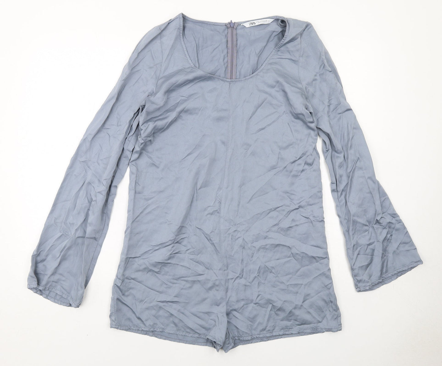 Zara Womens Grey Lyocell Playsuit One-Piece Size M Zip