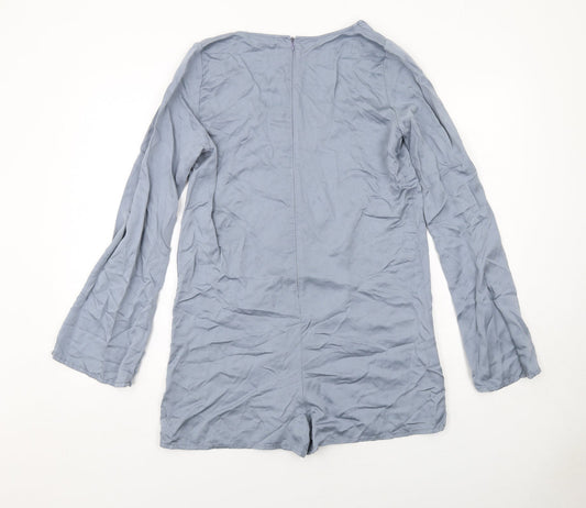 Zara Womens Grey Lyocell Playsuit One-Piece Size M Zip