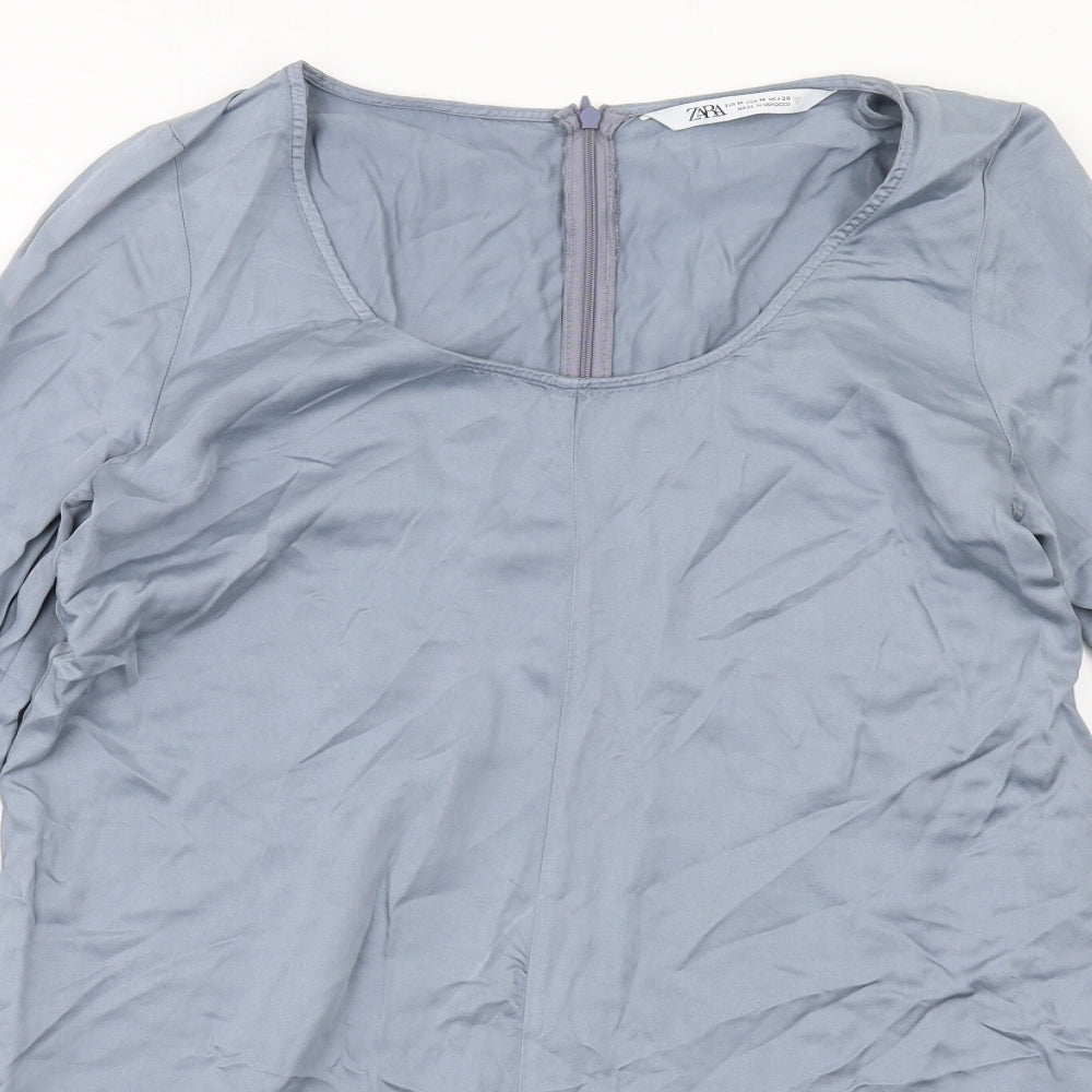 Zara Womens Grey Lyocell Playsuit One-Piece Size M Zip