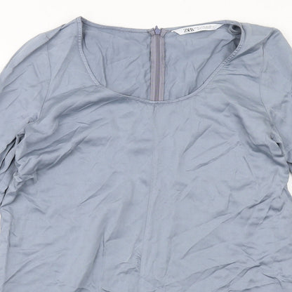 Zara Womens Grey Lyocell Playsuit One-Piece Size M Zip