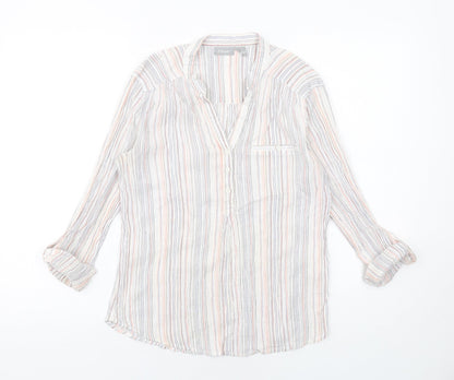 fransa Womens Multicoloured Striped Cotton Basic Blouse Size XS V-Neck